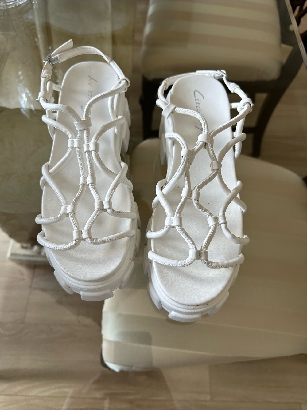 Circus NY by Sam Edelman Greyson Platform Sandals in Bright White. Size 8M
